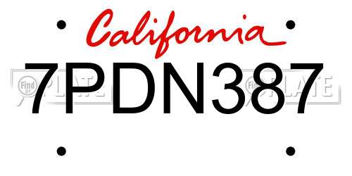 7PDN387 California License Plate