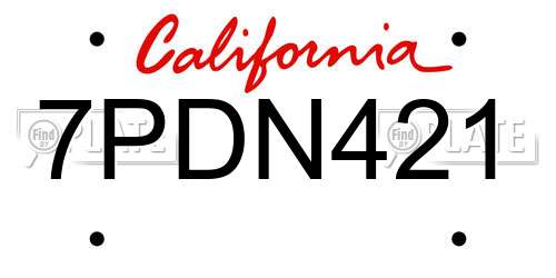 7PDN421 California License Plate