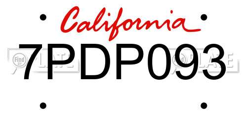 7PDP093 California License Plate