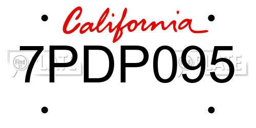 7PDP095 California License Plate