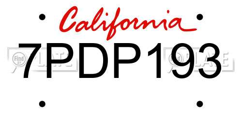 7PDP193 California License Plate