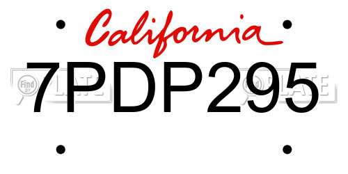 7PDP295 California License Plate