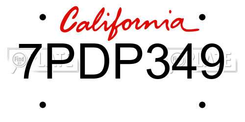 7PDP349 California License Plate