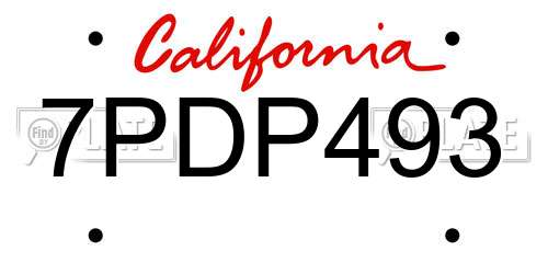 7PDP493 California License Plate