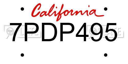7PDP495 California License Plate