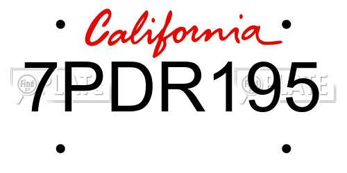 7PDR195 California License Plate