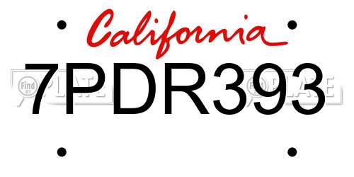 7PDR393 California License Plate