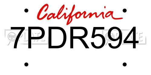 7PDR594 California License Plate