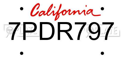 7PDR797 California License Plate