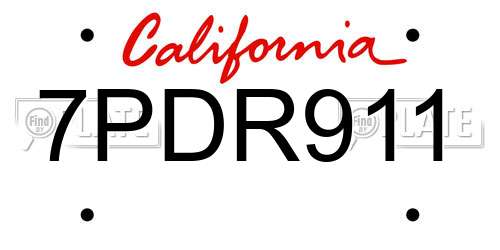 7PDR911 California License Plate