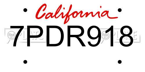 7PDR918 California License Plate