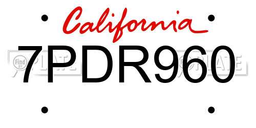 7PDR960 California License Plate