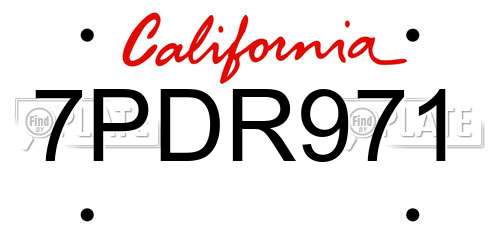 7PDR971 California License Plate
