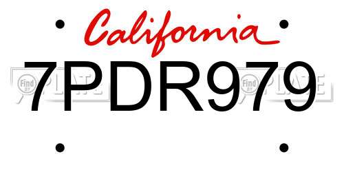 7PDR979 California License Plate