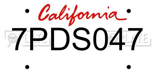 7PDS047 California License Plate