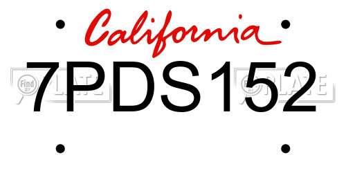 7PDS152 California License Plate