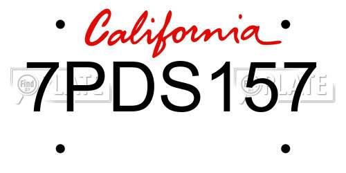 7PDS157 California License Plate