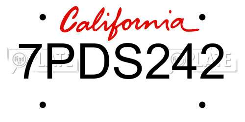 7PDS242 California License Plate