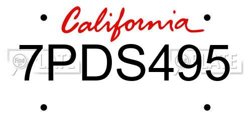 7PDS495 California License Plate