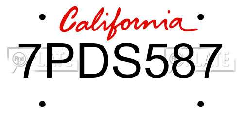 7PDS587 California License Plate