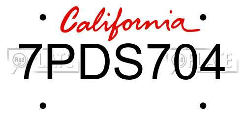 7PDS704 California License Plate