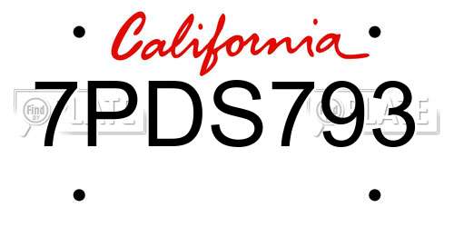 7PDS793 California License Plate