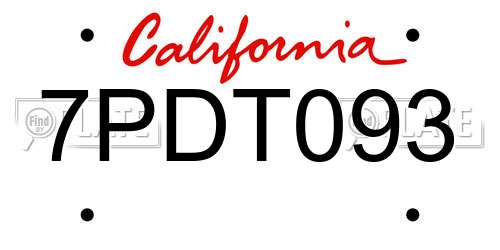7PDT093 California License Plate
