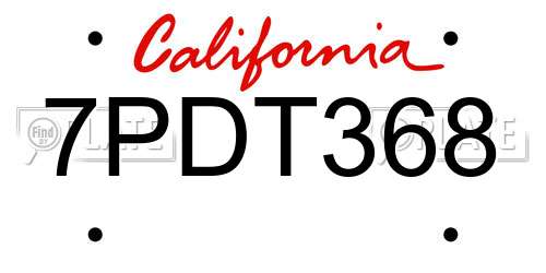 7PDT368 California License Plate