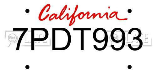 7PDT993 California License Plate