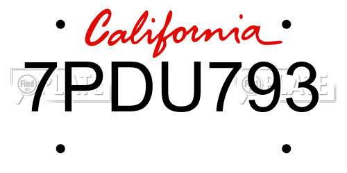 7PDU793 California License Plate