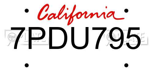 7PDU795 California License Plate