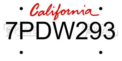 7PDW293 California License Plate