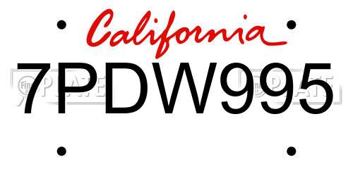 7PDW995 California License Plate