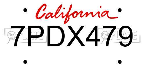 7PDX479 California License Plate