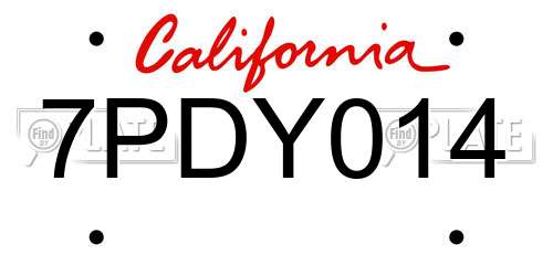 7PDY014 California License Plate