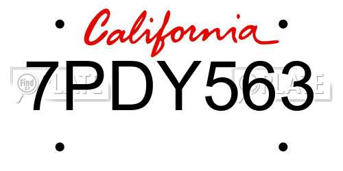 7PDY563 California License Plate