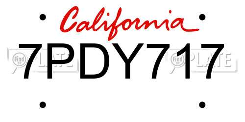 7PDY717 California License Plate