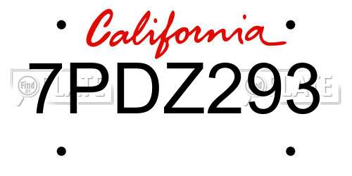 7PDZ293 California License Plate