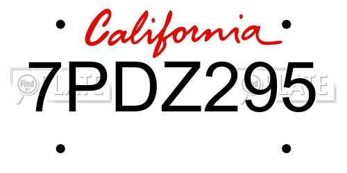 7PDZ295 California License Plate