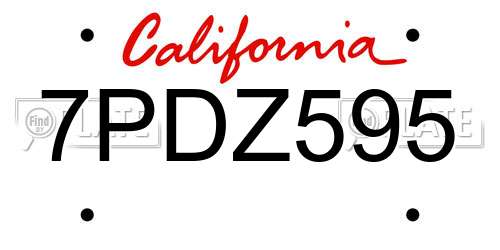 7PDZ595 California License Plate