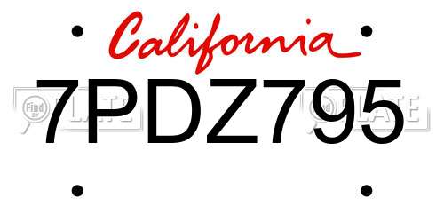7PDZ795 California License Plate