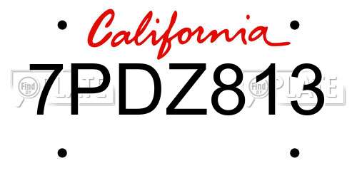 7PDZ813 California License Plate