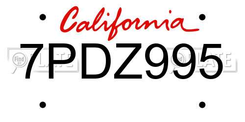 7PDZ995 California License Plate