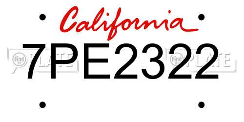 7PE2322 California License Plate