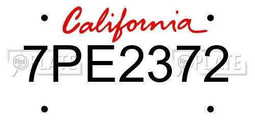 7PE2372 California License Plate