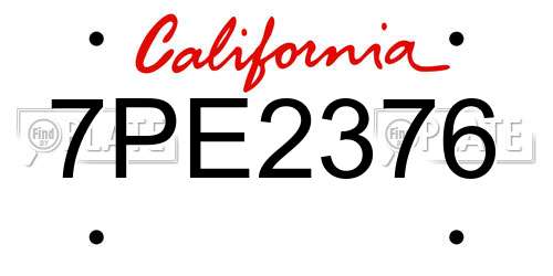 7PE2376 California License Plate