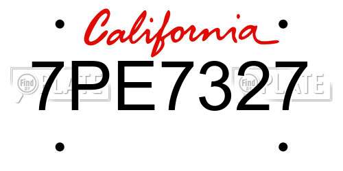 7PE7327 California License Plate