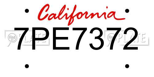 7PE7372 California License Plate