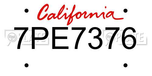 7PE7376 California License Plate