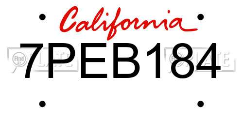 7PEB184 California License Plate